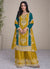 Yellow And Green Embroidery Festive Palazzo Suit