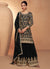 Black Multi Embroidery Gharara Style Palazzo Suit