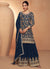 Blue Multi Embroidery Gharara Style Palazzo Suit