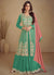 Green And Peach Traditional Embroidered Wedding Anarkali Palazzo Suit