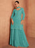 Teal Blue Chikankari Embroidery Festive Palazzo Suit