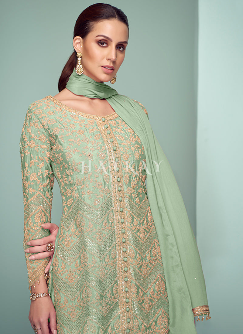 Light Green Pant Style Suit
