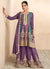 Purple Sequence Embroidery Anarkali Gharara Suit