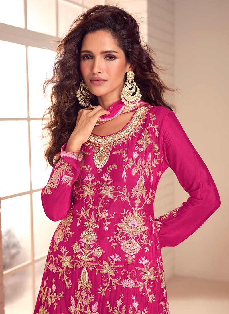 Shop Rani Pink Sharara Suit In Canada
