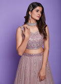 Mauve Purple Mirror Work Lehenga Choli In USA Canada