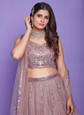 Mauve Purple Mirror Work Lehenga Choli In USA Canada