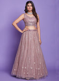 Mauve Purple Mirror Work Lehenga Choli In USA Canada