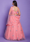 Peach Mirror Work Embroidery Lehenga Choli In USA Canada California