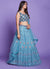 Aqua Blue Mirror Work Embroidery Wedding Lehenga Choli In USA