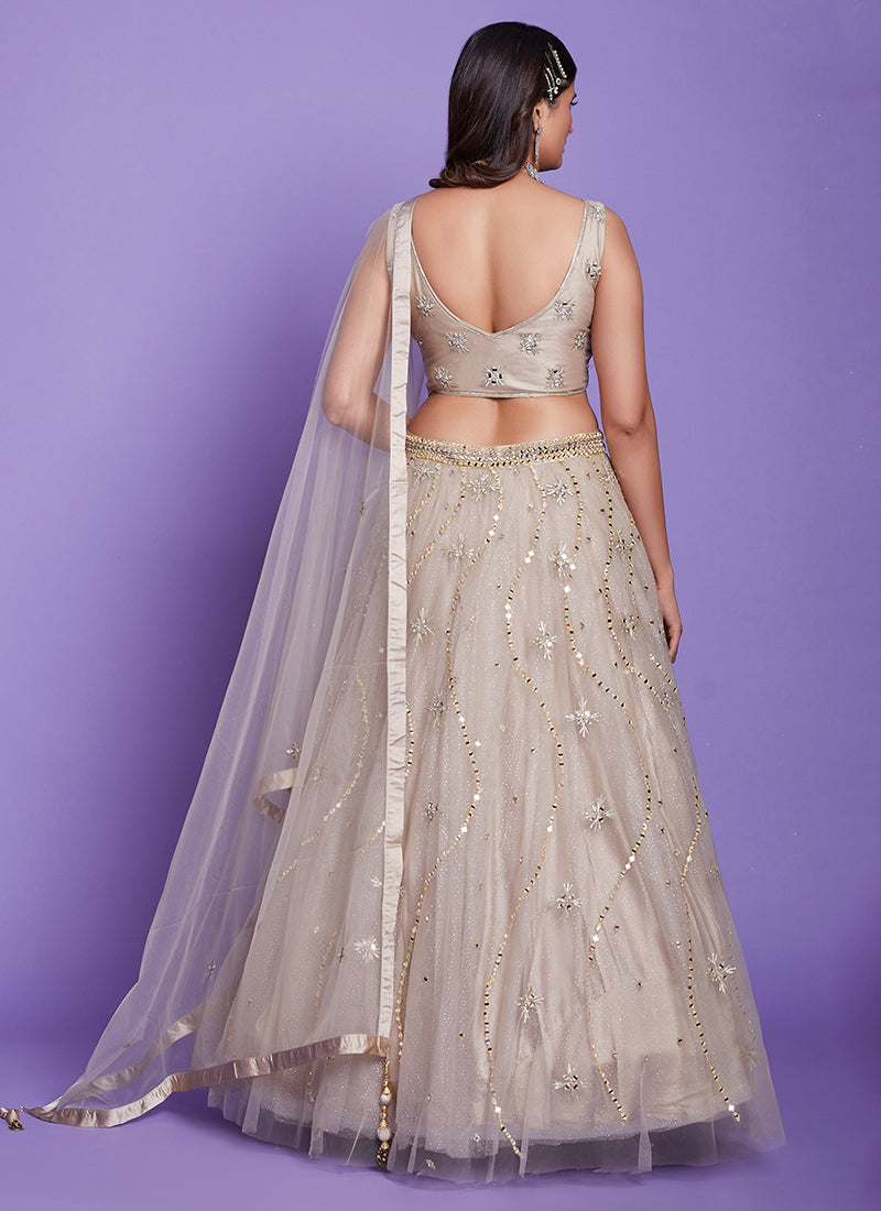 Lilac Purple Mirror Work Embroidery Wedding Lehenga Choli In USA