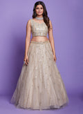 Lilac Purple Mirror Work Embroidery Wedding Lehenga Choli In USA