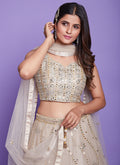 Lilac Purple Mirror Work Embroidery Wedding Lehenga Choli In USA