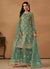 Green Embroidery Net Palazzo Suit