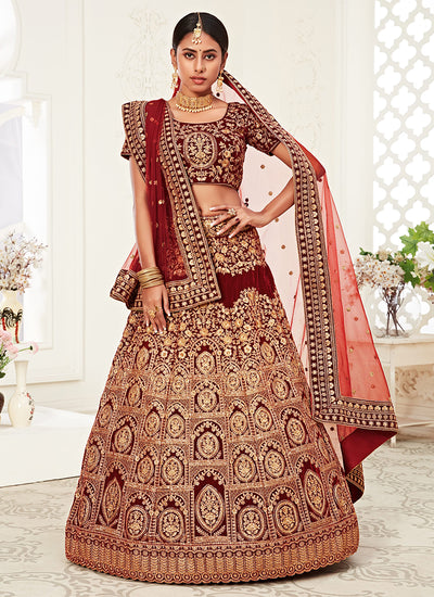 Bridal Red Embroidery Wedding Lehenga Choli