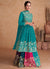 Teal Blue Multi Embroidered Wedding Anarkali Lehenga Suit