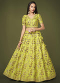 Lime Green Sequence Embroidery Festive Lehenga Choli In USA Canada