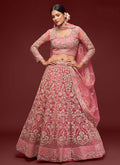 Coral Pink Resham Thread Embroidery Lehenga Choli And Dupatta