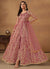 Pink Cording Embroidery Slit Style Anarkali Pant Suit