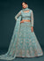 Aqua Blue Resham Thread Embroidery Lehenga Choli And Dupatta