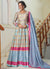 Blue Sequence Embroidery Digital Printed Anarkali Suit