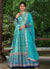 Turquoise Sequence Embroidery Digital Printed Anarkali Suit