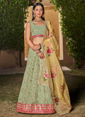 Mint Green Sequence Embroidery Lehenga Choli And Dupatta