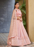 Pink Multi Sequence Embroidery Lehenga Choli And Dupatta