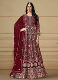 Bridal Red Sequence Embroidery Georgette Anarkali Suit