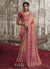Peach Pink Multi Sequence Embroidery Wedding Saree