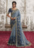 Blue Golden Sequence Embroidery Wedding Saree