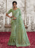Lime Green Multi Sequence Embroidery Wedding Saree