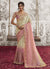 Pinkish Cream Multi Sequence Embroidery Wedding Saree