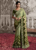 Green Golden Sequence Embroidery Wedding Saree