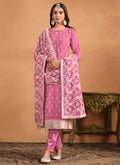 Pink Thread And Sequence Embroidery Pant Style Salwar Suit