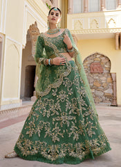 Deep Green Designer Indian Wedding Lehenga Choli