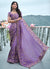 Rich Purple Multi Embroidery Tissue Silk Saree