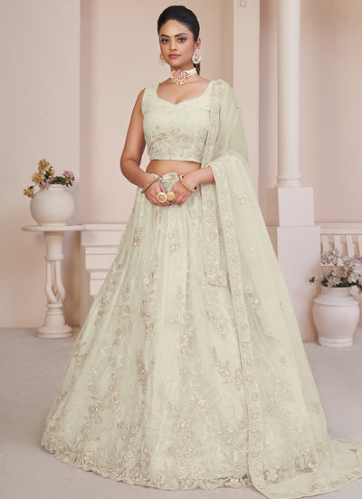 Pearl White Sequence Embroidery Lehenga Choli