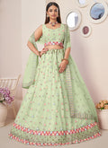 Pale Green Sequence Embroidery Festive Lehenga Choli