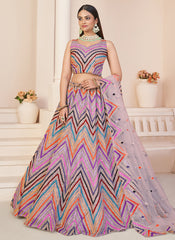 Purple Multi Sequence Embroidery Lehenga Choli