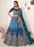 Royal Blue Ombré Embroidery Wedding Lehenga Choli