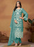 Turquoise Thread And SequenceEmbroidery Pant Style Salwar Suit