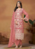 Peach Thread And Sequence Embroidery Pant Style Salwar Suit