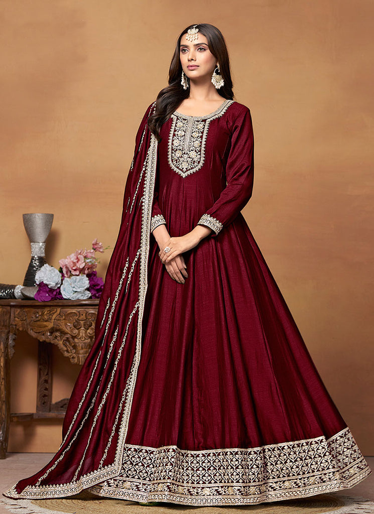 red anarkali wedding dress This outfit is called an Anarkali gown More specifically, a heavily embroidered Anarkali suit with dupatta. Floor-length flare, fitted bodice, royal vibesbasically peak festive / wedding wear energy Perfect for