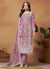 Purple Thread Embroidery Organza Salwar Suit