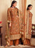 Ochre Yellow Printed Viscose Jacquard Salwar Kameez