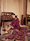 Deep Wine Printed Viscose Jacquard Salwar Kameez In USA