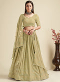 Pale Green Sequence Embroidery Traditional Lehenga Choli