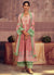 Pink And Green Thread Embroidery Anarkali Palazzo Suit