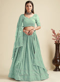 Mint Green Sequence Embroidery Traditional Lehenga Choli