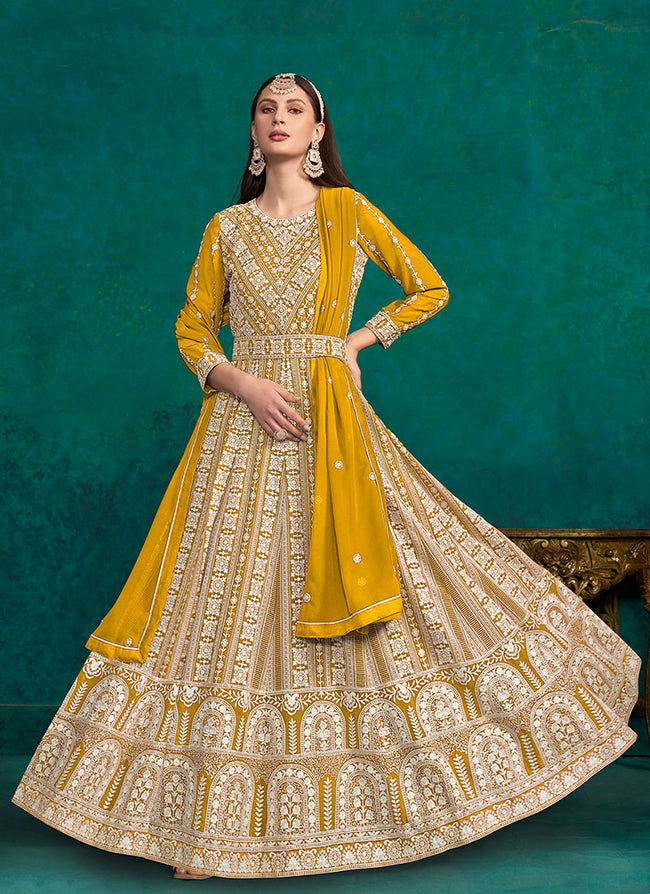 Anarkali suit yellow 2025